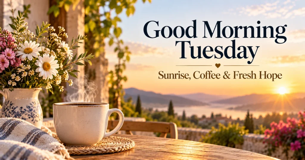 Good Morning Tuesday Lines for Sunrise and Coffee Photos